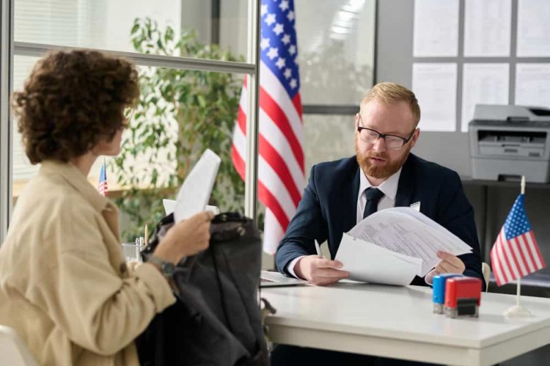 woman applying with documents